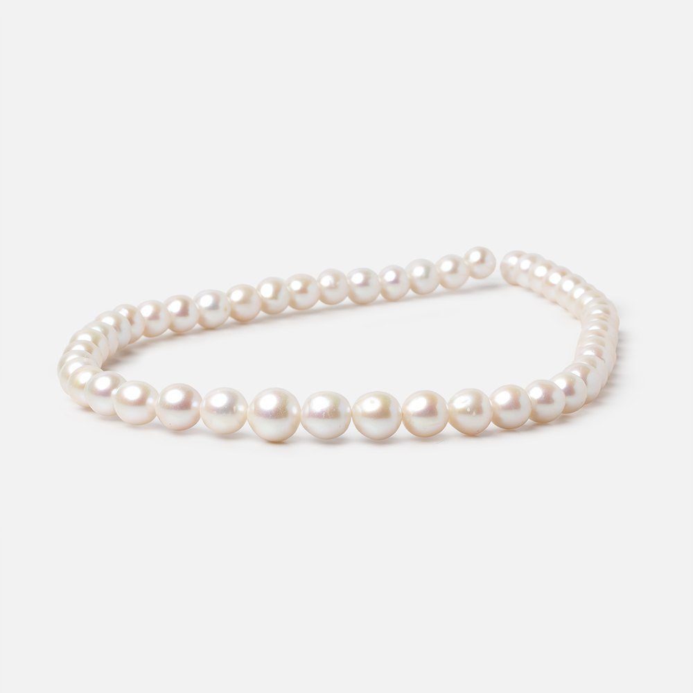 7-9mm Off White Chinese Akoya Saltwater Pearls 15.5 inch 48 pieces A - Beadsofcambay.com