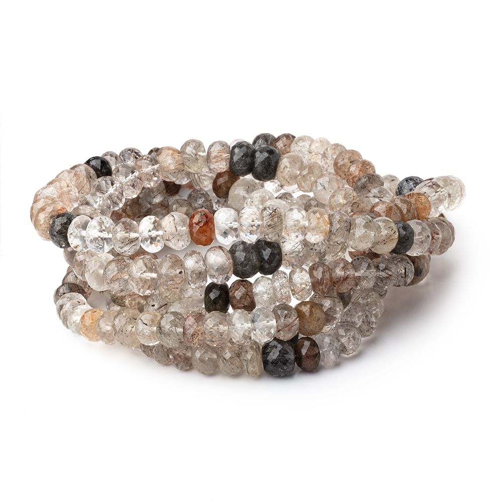 7 - 9mm Rutilated Quartz Faceted Rondelle Beads 18 inch 78 pieces - Beadsofcambay.com