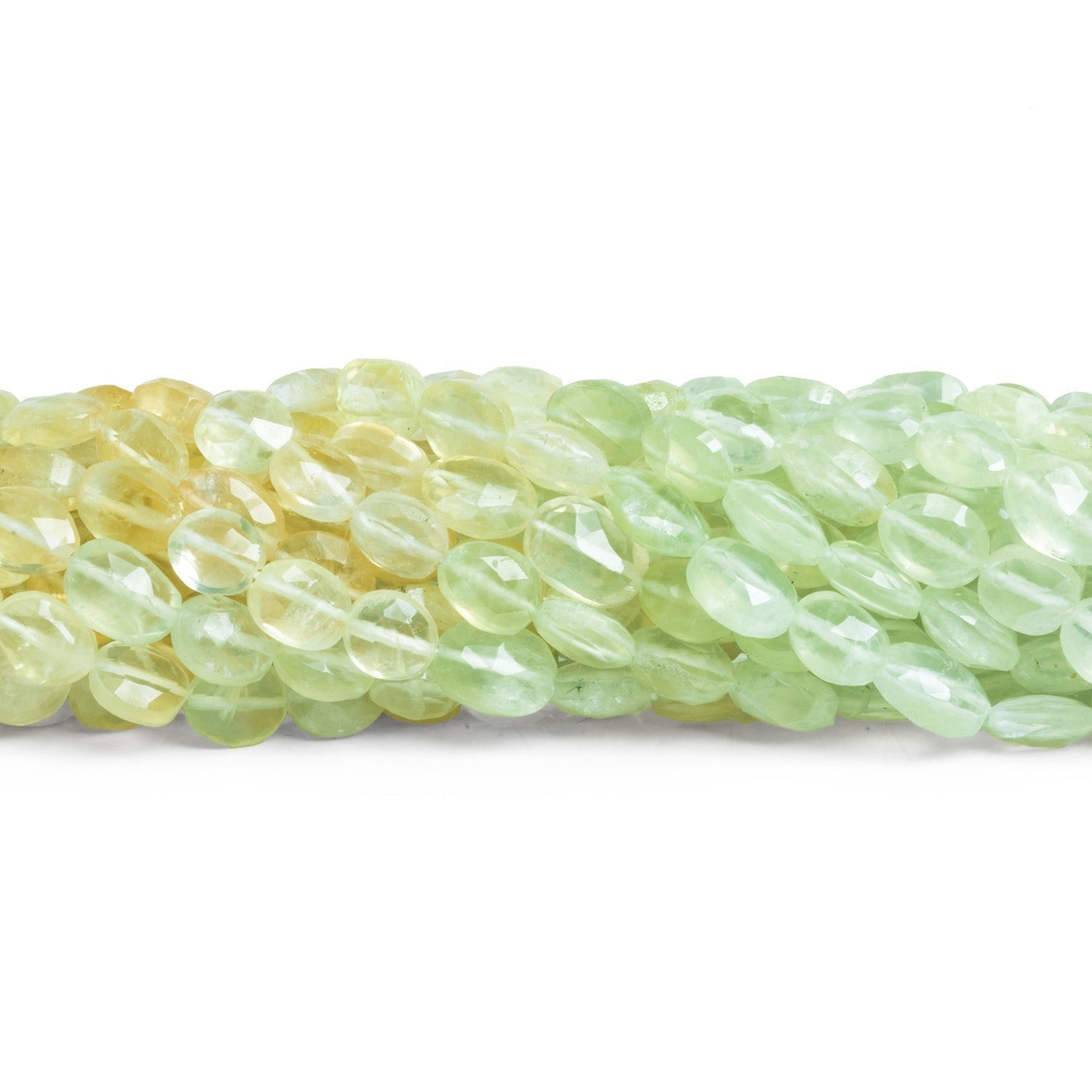 7 - 9mm Shaded Prehnite Faceted Oval Beads 14.5 inch 42 pieces - Beadsofcambay.com