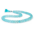 7.5-10mm Blue Chalcedony Faceted Rondelle 16 inch 60 Beads - Beadsofcambay.com