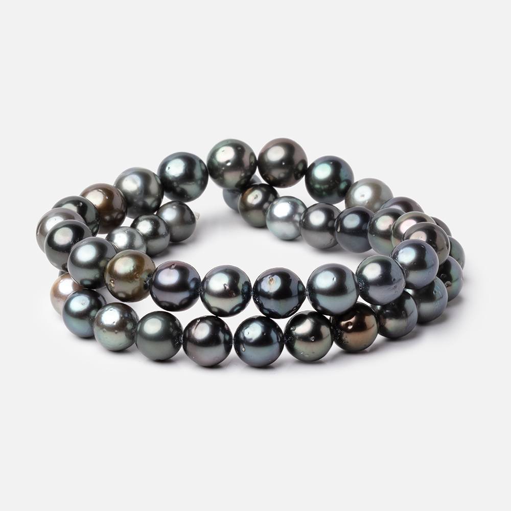 7.5 - 10mm Peacock Tahitian Saltwater Pearl Beads 15.5 inch 47 pieces A - Beadsofcambay.com