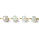 7.5 - 8mm Mystic Prehnite Faceted Rondelle Beads on Vermeil Chain - Beadsofcambay.com