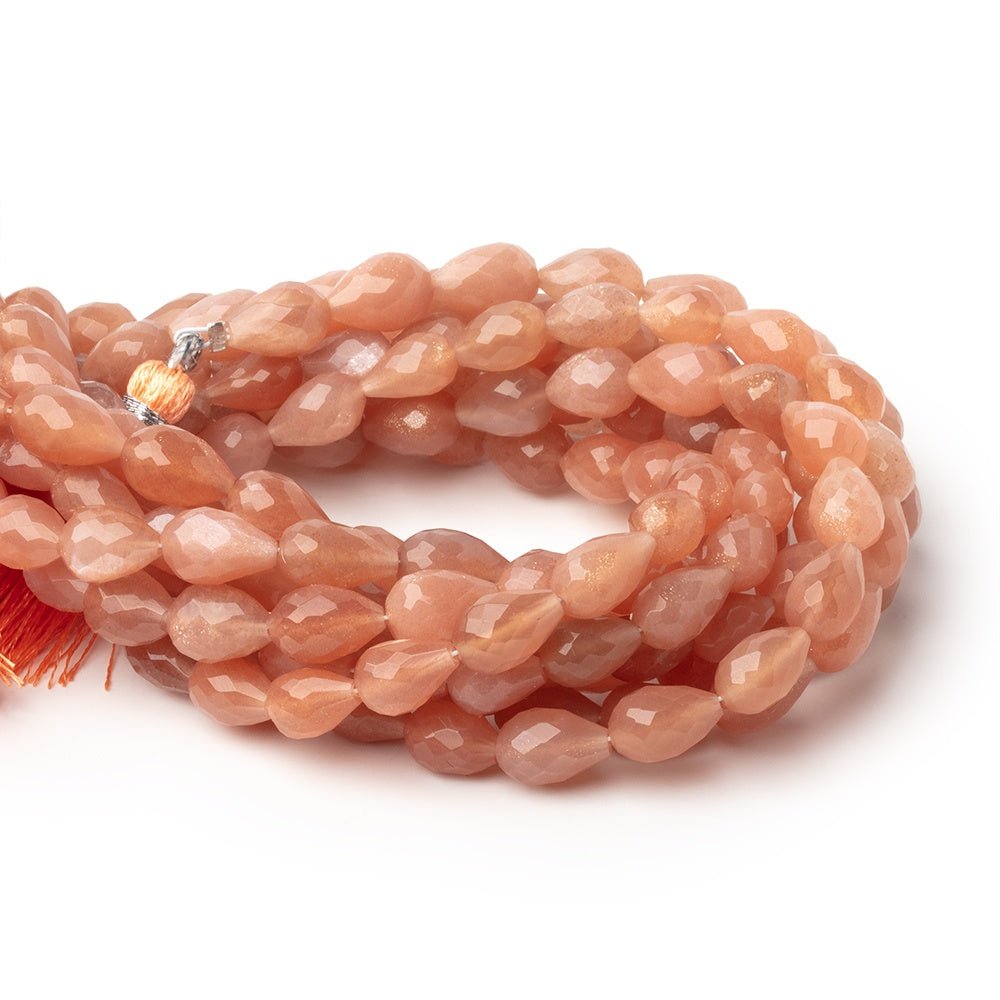 7.5 - 9.5mm Peach Moonstone Straight Drill Tear Drop 7.25 in 20 Beads - Beadsofcambay.com
