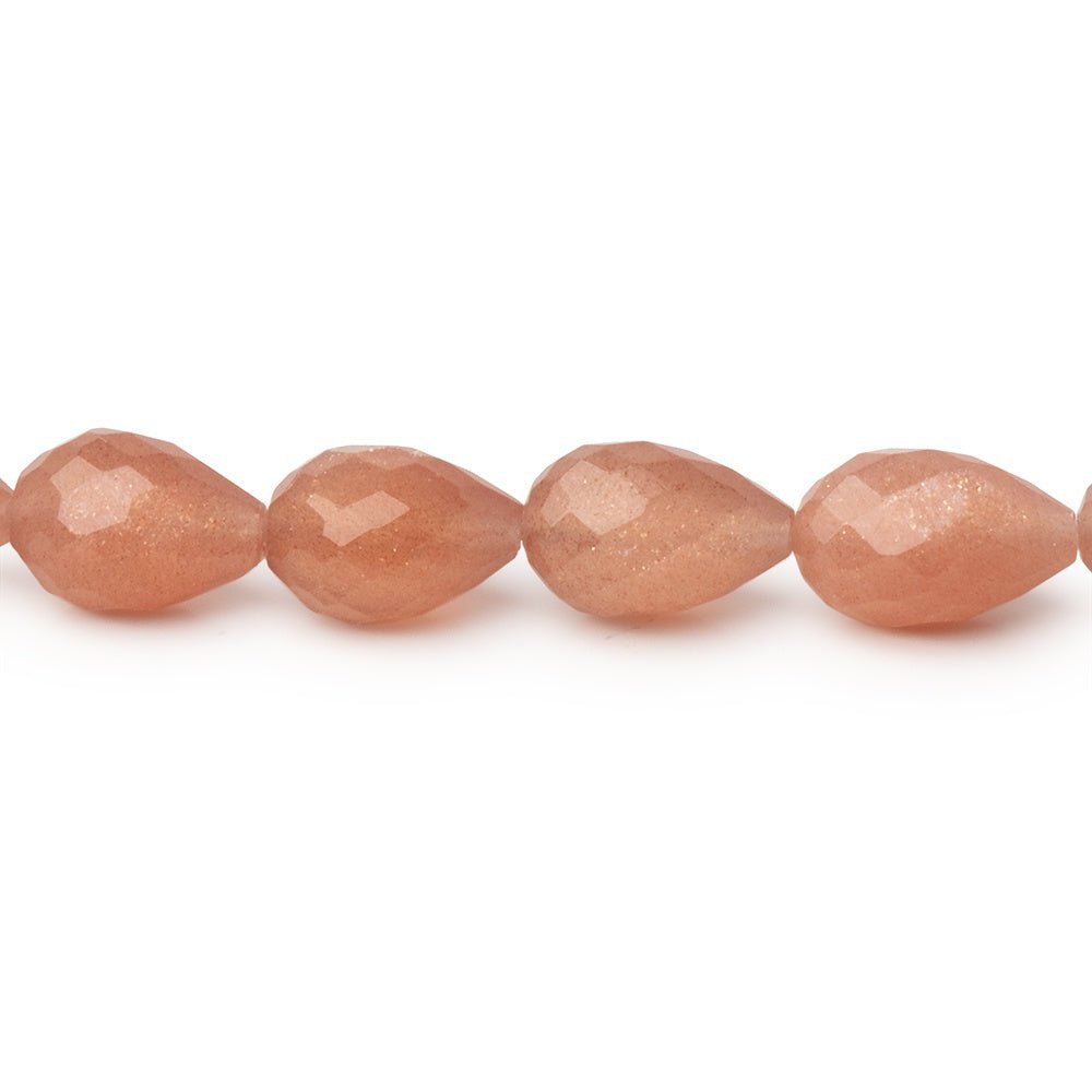 7.5 - 9.5mm Peach Moonstone Straight Drill Tear Drop 7.25 in 20 Beads - Beadsofcambay.com