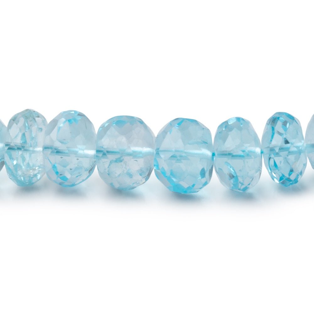 7.5mm Sky Blue Topaz Faceted Rondelles 17 inch 90 beads AA - Beadsofcambay.com