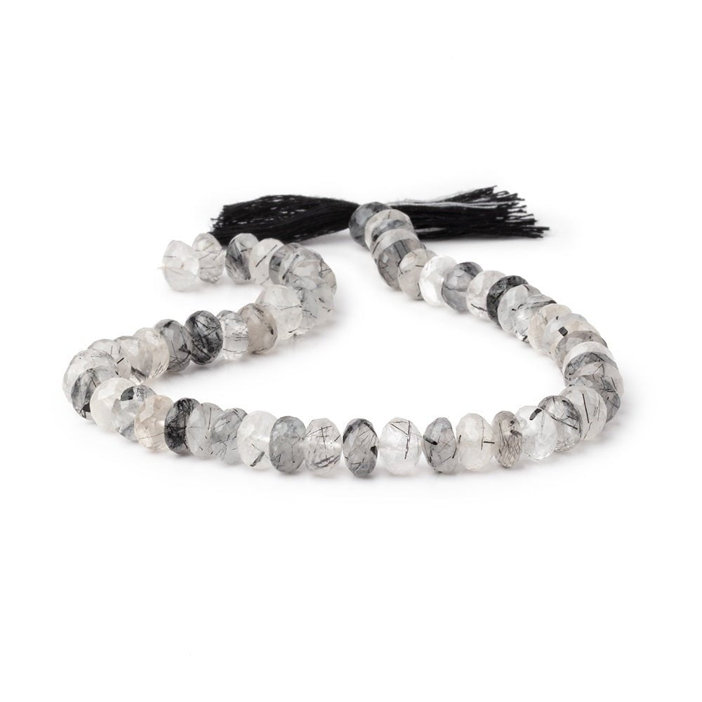 7.5mm Tourmalinated Quartz Faceted Rondelle 10.5 inch 55 Beads - Beadsofcambay.com