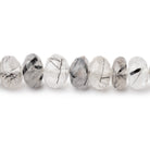 7.5mm Tourmalinated Quartz Faceted Rondelle 10.5 inch 55 Beads - Beadsofcambay.com
