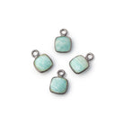 7mm Bezel Set Amazonite Faceted Cushion Set of 4 Pendants - Beadsofcambay.com