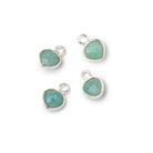 7mm Bezel Set Amazonite Faceted Heart Set of 4 Pendants - Beadsofcambay.com