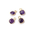 7mm Bezel Set Amethyst Faceted Cushion Set of 4 Pendants - Beadsofcambay.com