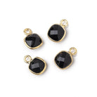 7mm Bezel Set Black Onyx Faceted Cushion Set of 4 Pendants - Beadsofcambay.com