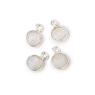 7mm Bezel Set Rainbow Moonstone Faceted Coin Set of 4 Pendants - Beadsofcambay.com