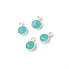 7mm Bezel Set Seafoam Blue Chalcedony Faceted Coin Set of 4 Pendants - Beadsofcambay.com