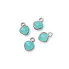 7mm Bezel Set Seafoam Blue Chalcedony Faceted Heart Set of 4 Pendants - Beadsofcambay.com