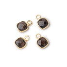 7mm Bezel Set Smoky Quartz Faceted Cushion Set of 4 Pendants - Beadsofcambay.com