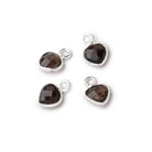 7mm Bezel Set Smoky Quartz Faceted Heart Set of 4 Pendants - Beadsofcambay.com