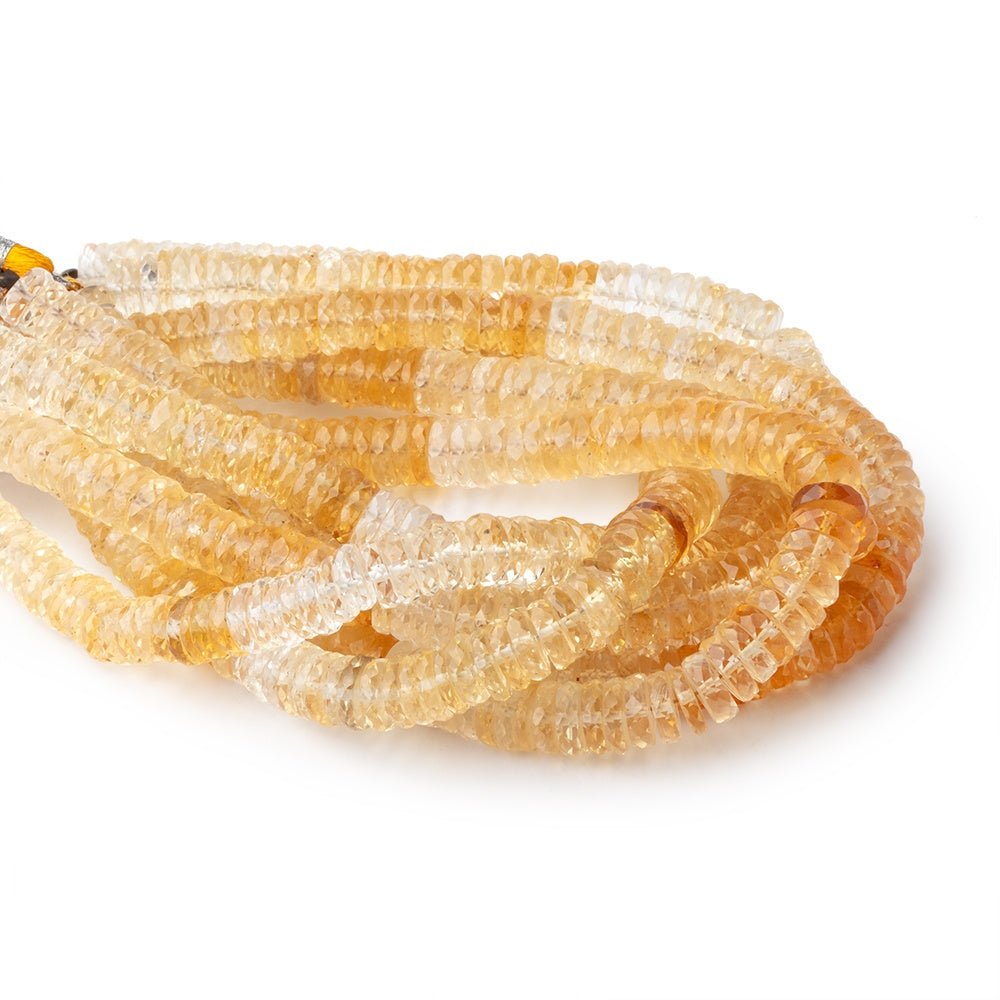 7mm Citrine Faceted Heishi Beads 8 inch 100 pieces - Beadsofcambay.com