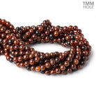 7mm Hessonite Garnet Plain Round 15 inch 55 Beads with a 1mm Hole - Beadsofcambay.com