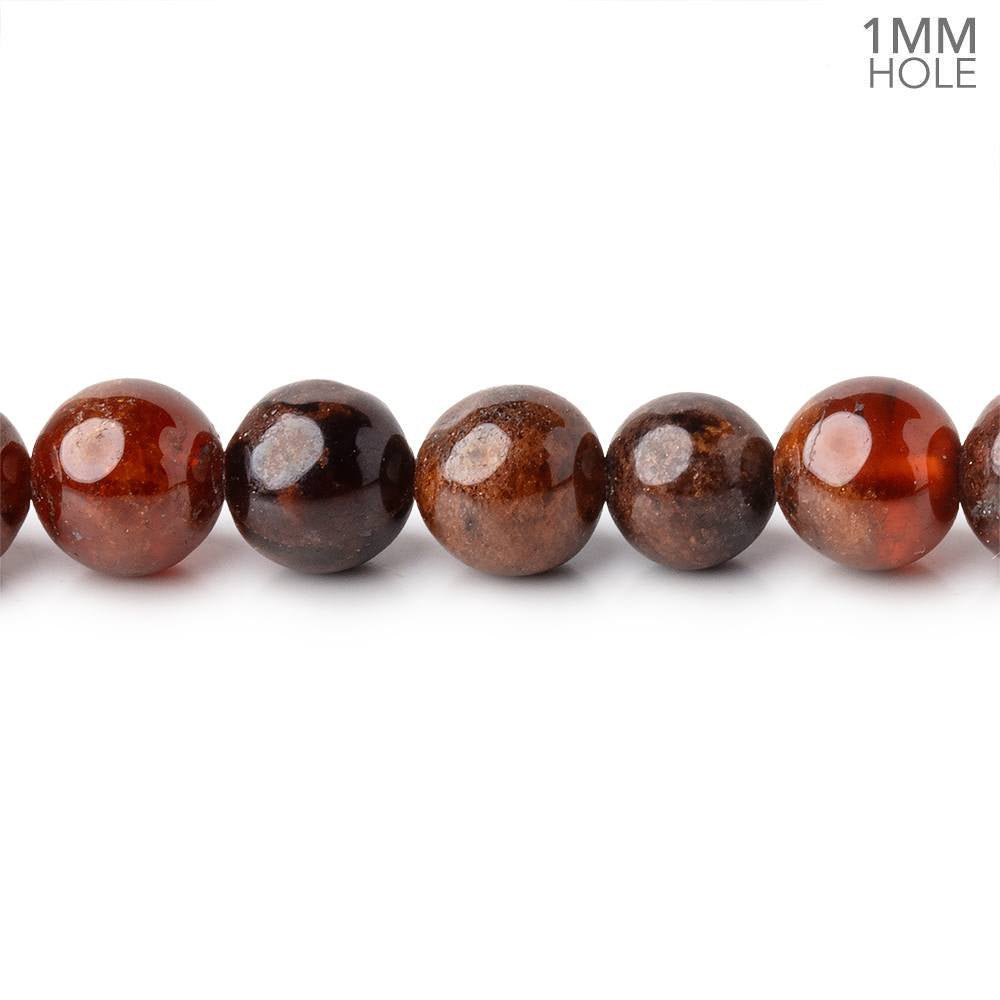 7mm Hessonite Garnet Plain Round 15 inch 55 Beads with a 1mm Hole - Beadsofcambay.com