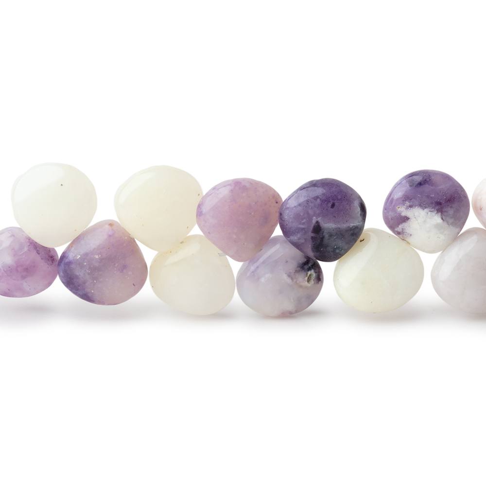 7mm Morado Purple Opal Plain Heart Beads 6 inch 34 pieces AA - Beadsofcambay.com