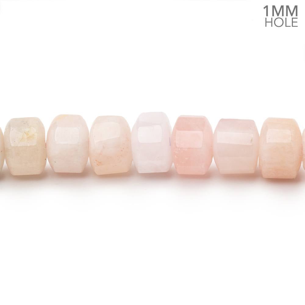 7mm Morganite Hexagon Tube 16 inch 75 Beads 1mm Drill Hole - Beadsofcambay.com