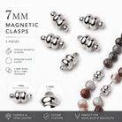 7mm Silver Rhodium plated Magnetic Clasp Set of 5 pieces - Beadsofcambay.com