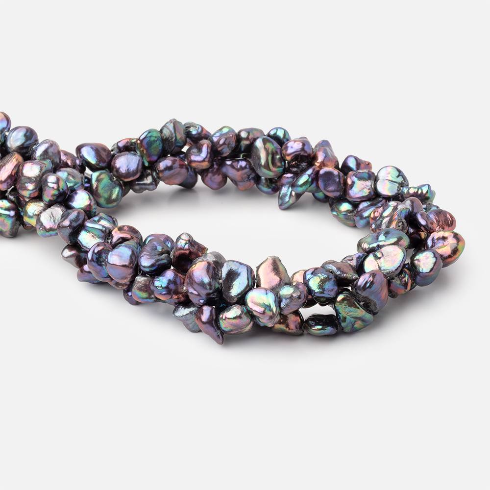 7x10-8x11mm Peacock Side Drill Keshi Freshwater Pearls 16 inch 51 pieces - Beadsofcambay.com