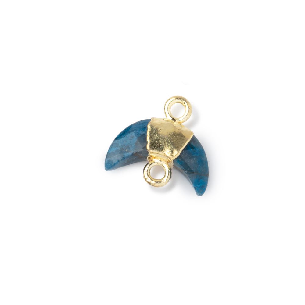 7x11mm Gold Leafed Chrysocolla Faceted Crescent Moon 1 Focal Connector - Beadsofcambay.com