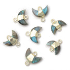 7x11mm Gold Leafed Labradorite Faceted Crescent Moon 1 Focal Connector - Beadsofcambay.com