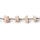 7x2mm Mystic Moonstone Plain Nugget Clusters on Black Gold Plated Chain - Beadsofcambay.com