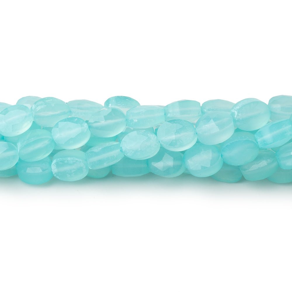 7x5mm Seafoam Blue Chalcedony Faceted Oval 13.5 inch 46 Beads - Beadsofcambay.com