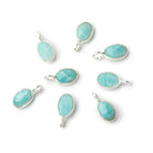 7x5mm Sterling Silver Bezel Amazonite Rose Cut Oval Pendant 1 piece - Beadsofcambay.com