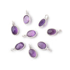 7x5mm Sterling Silver Bezel Amethyst Rose Cut Oval Pendant 1 piece - Beadsofcambay.com