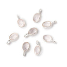 7x5mm Sterling Silver Bezel Rose Quartz Rose Cut Oval Pendant 1 piece - Beadsofcambay.com