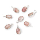 7x5mm Sterling Silver Bezel Strawberry Quartz Rose Cut Oval Pendant 1 piece - Beadsofcambay.com