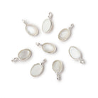 7x5mm Sterling Silver Bezel White Moonstone Rose Cut Oval Pendant 1 piece - Beadsofcambay.com