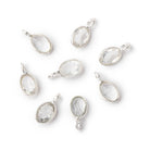 7x5mm Sterling Silver Bezel White Topaz Rose Cut Oval Pendant 1 piece - Beadsofcambay.com