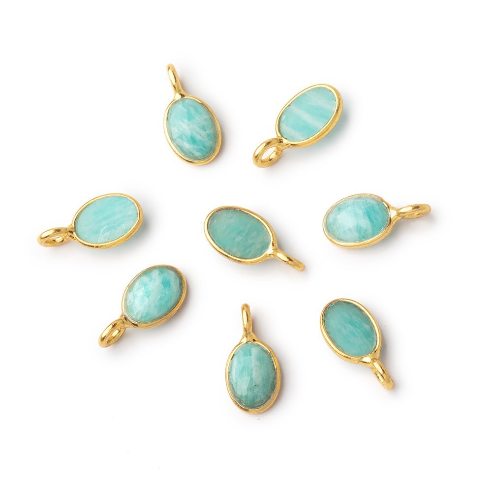 7x5mm Vermeil Bezel Amazonite Rose Cut Oval Pendant 1 piece - Beadsofcambay.com