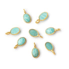 7x5mm Vermeil Bezel Amazonite Rose Cut Oval Pendant 1 piece - Beadsofcambay.com