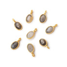 7x5mm Vermeil Bezel Black Sunstone Rose Cut Oval Pendant 1 piece - Beadsofcambay.com