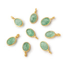 7x5mm Vermeil Bezel Green Aventurine Rose Cut Oval Pendant 1 piece - Beadsofcambay.com