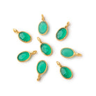 7x5mm Vermeil Bezel Green Onyx Rose Cut Oval Pendant 1 piece - Beadsofcambay.com