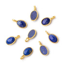 7x5mm Vermeil Bezel Lapis Lazuli Rose Cut Oval Pendant 1 piece - Beadsofcambay.com