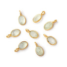 7x5mm Vermeil Bezel Prehnite Rose Cut Oval Pendant 1 piece - Beadsofcambay.com