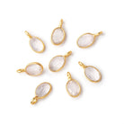 7x5mm Vermeil Bezel Rose Quartz Rose Cut Oval Pendant 1 piece - Beadsofcambay.com