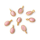 7x5mm Vermeil Bezel Thulite Rose Cut Oval Pendant 1 piece - Beadsofcambay.com