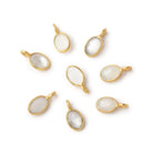 7x5mm Vermeil Bezel White Moonstone Rose Cut Oval Pendant 1 piece - Beadsofcambay.com