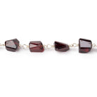 7x6 - 11x7mm Garnet Faceted Nuggets on .925 Silver Chain - Beadsofcambay.com