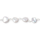 7x6 - 9x8mm Silver Keshi Pearls on .925 Silver Chain - Beadsofcambay.com
