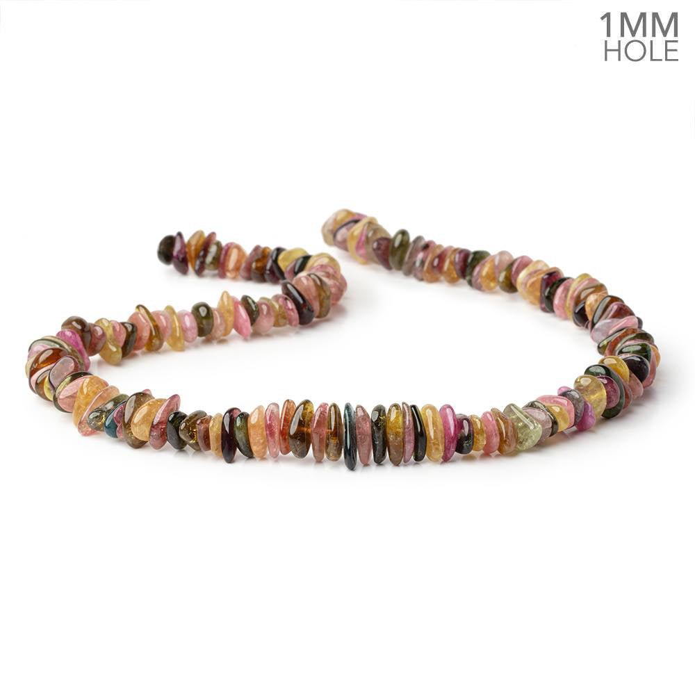 8 - 10mm Multi Color Tourmaline Plain Chip 16 inch 152 Beads 1mm Hole - Beadsofcambay.com